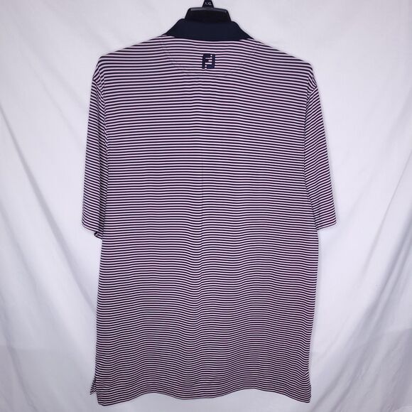 Footjoy Polo Shirt Mens Large Striped Pink, Navy Golf Performance Activewear - Picture 6 of 12